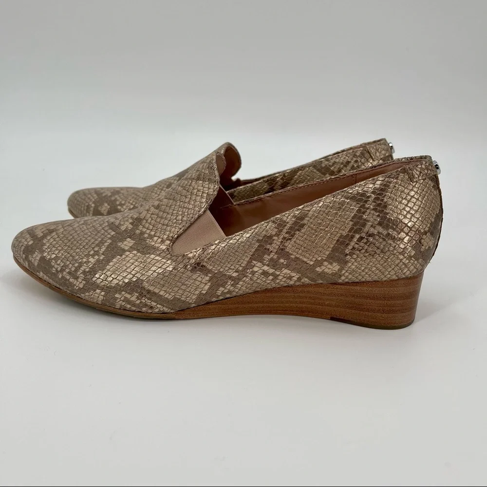 Taryn Rose Claudia Snake Wedge Slip-Ons in‎ Soft Gold Size 8.5 Metallic Neutrals